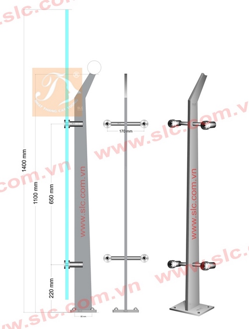 Mẫu trụ lan can kính an toàn cho sân thượng 07122018