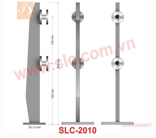 Trụ lùn lan can kính 12 ly chân mặt SLC 2010