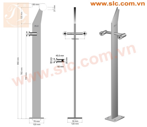 Trụ lan can kính 12mm, 16mm,20mm