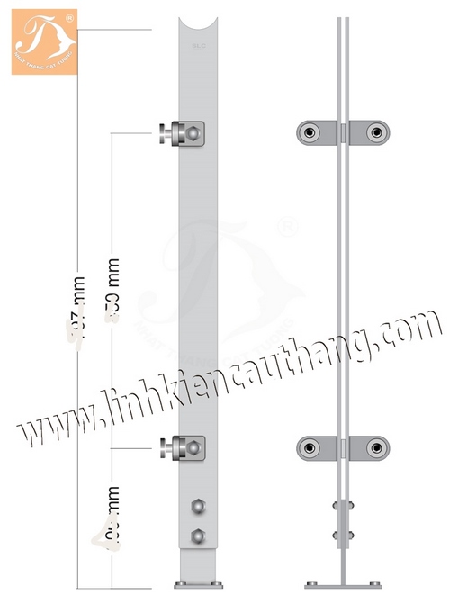 Trụ lan can kính thân kép 5ly, cao 797, sản xuất theo yêu cầu