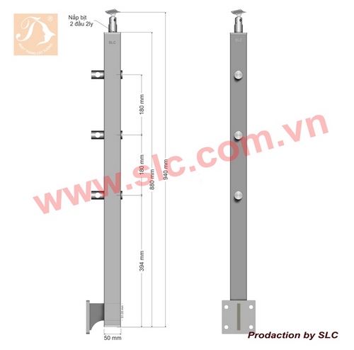 Trụ cầu thang xỏ ống 3 nan, thiết kế đặc biệt