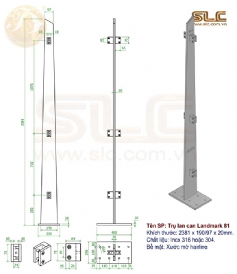 Trụ lan can kính sân thượng Landmarrk 81