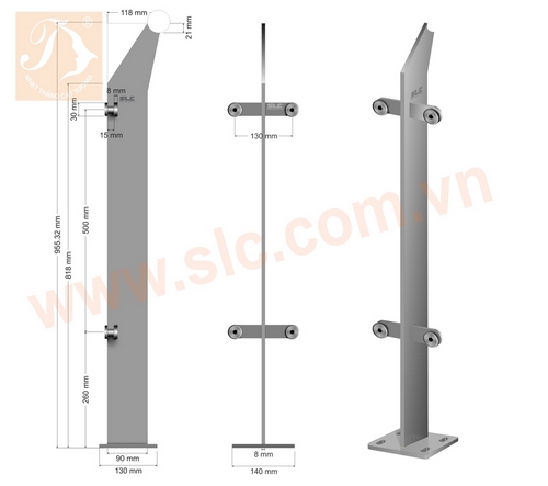 Trụ lan can kính tòa nhà MASTERI HÀ NỘI