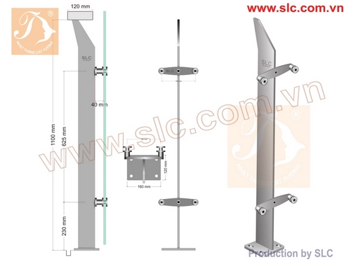 Tru lan can kính làm ban công và cầu thang.