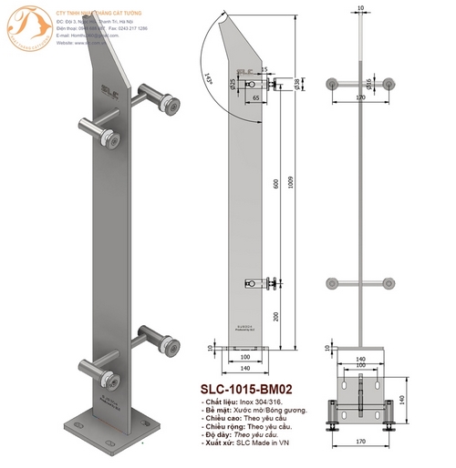 Chân trụ lan can kính SLC-1015-BM02