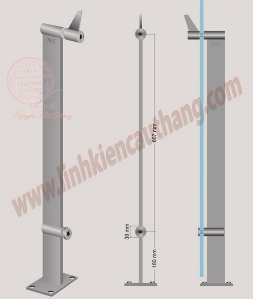 Trụ lan can kính dày 12mm cao 850