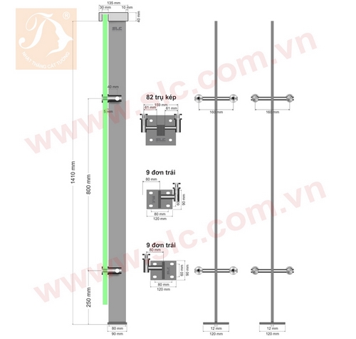 Trụ lan can biệt thự golden place 12mm cao 1410