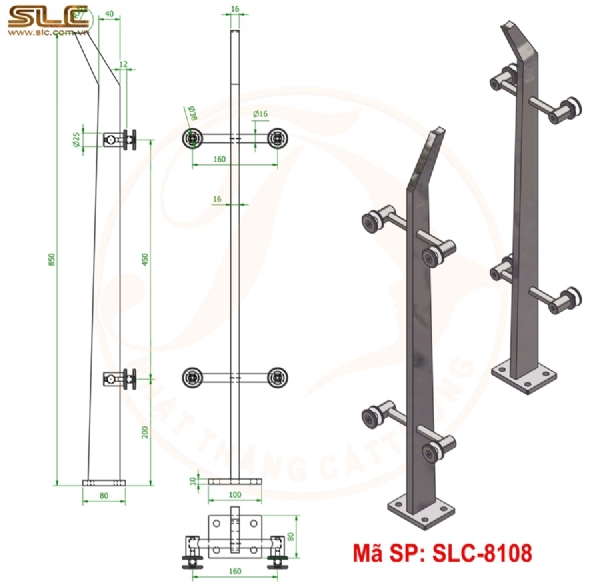 TRỤ LAN CAN KINH SLC-8081 DÀY 16MM