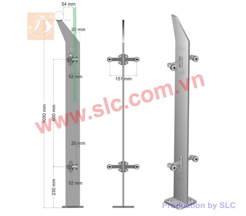 Trụ lan can kính bến du thuyền nha tráng