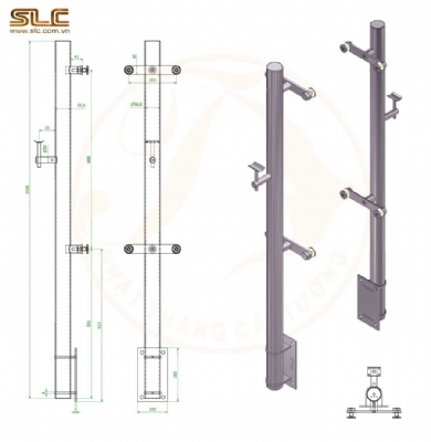 Chân trụ lan can kính bắt cạnh làm từ ống inox D50.8