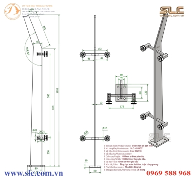 Chân lan can kính inox SLC-8108TQ2