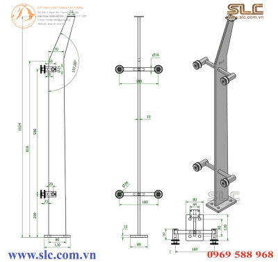 Chân trụ lan can kính trụ sở UBND tinh Quảng Ngại