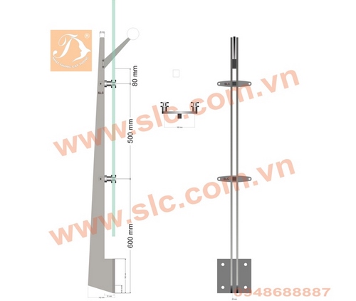 Trụ lan can kính inox 316 tòa nhà Viettel