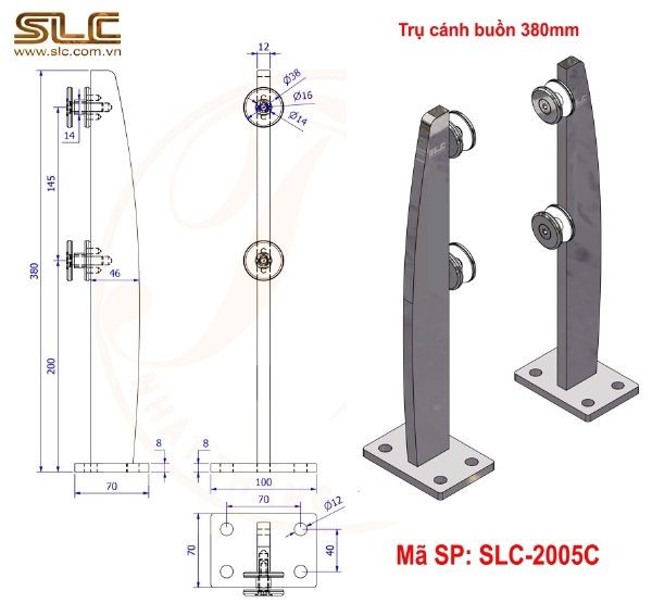 TRỤ LỬNG CÁNH BUỒM CAO 380MM