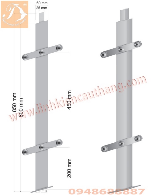 Trụ cầu thang đây xe bệnh viện