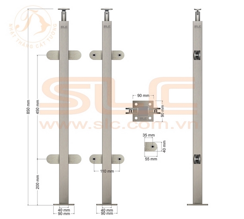 Tru lan can kinh làm bàng hộp inox 304