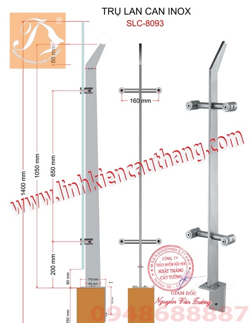 Trụ lan can kính tòa nhà đôi 789 Bộ Quốc Phòng số 93 Hoàng Quốc Việt