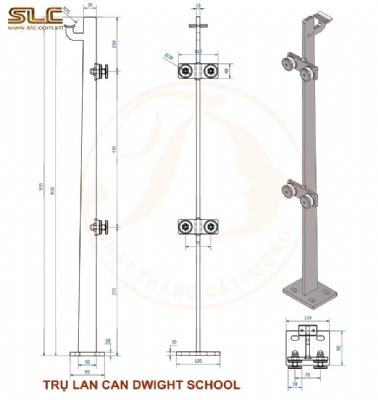 Chân trụ lan can và phụ kiện lan can kính trường Quốc tế Dwight School