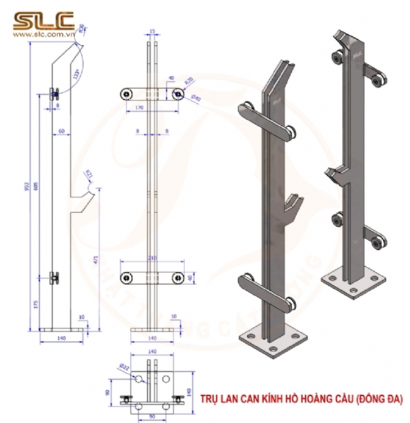 TRỤ LAN CAN KÍNH HỒ HOÀNG CẦU (ĐỐNG ĐA- HÀ NỘI)