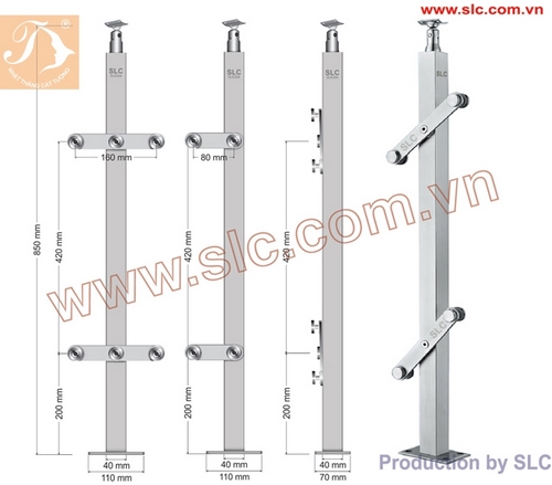 Một số mẫu trụ lan can làm từ hộp inox 304
