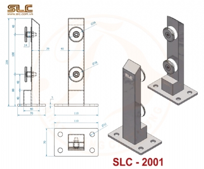 CHÂN TRỤ LÙN LAN CAN KÍNH LÀM TỪ HỘP INOX 20X40 CAO 220MM.