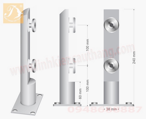 Trụ lùn lan can, tròn phi 38 cao 240mm
