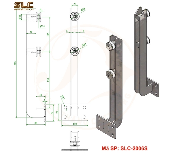 TRỤ LÙN LAN CAN KÍNH 5 LY – THÂN KÉP CHÂN BẮT CẠNH