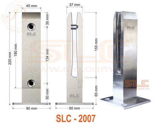 Trụ ngàm kẹp kính lan can SLC 2007