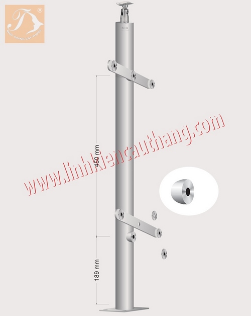 Trụ lan can kính phi 51, cao 850, inox sus304