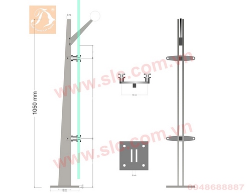 Trụ lan can kính inox 316 tòa nhà Viettel (CM)