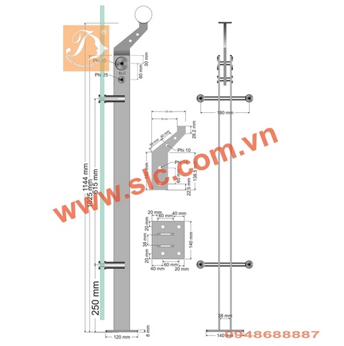 Trụ lan can kính KTM Số 3 Lương Yên